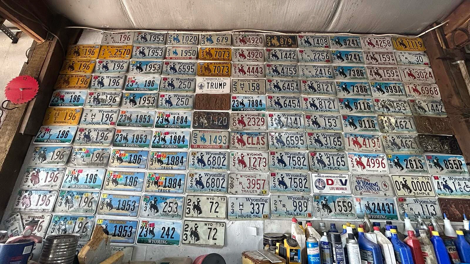 Vern Palmer's garage in Big Piney is lined floor to ceiling with Wyoming license plates collected over nearly 60 years. The 90-year-old has assembled plates from every year since 1914 and continues searching for the lone piece missing from his collection — Wyoming's elusive 1913 license plate.