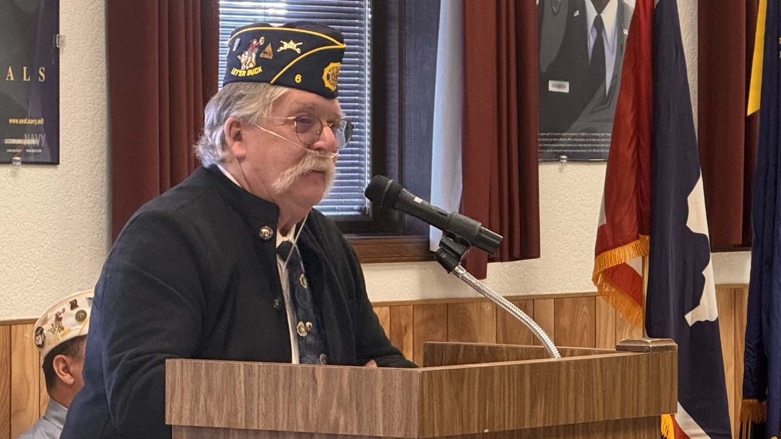 American Legion Post 6 Commander Dwight Null speaks at Tuesday's Veterans Day ceremony in Cheyenne.