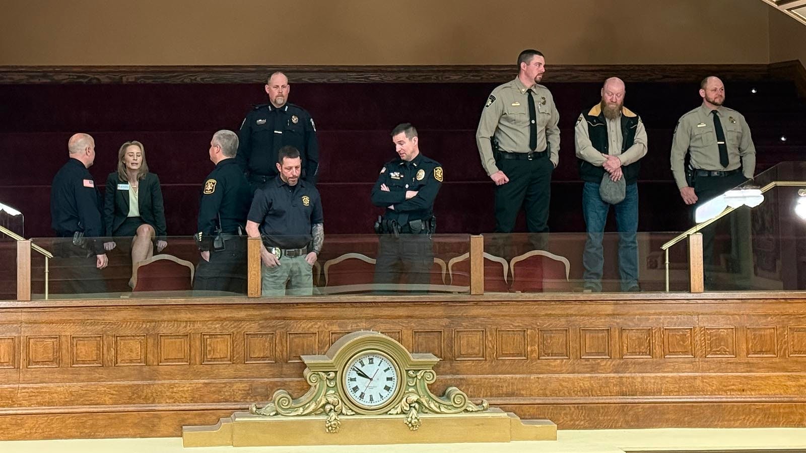 Law enforcement cluttered the Senate gallery Wednesday ahead of an override vote on the Second Amendment Protection Act — a bill all Wyoming sheriffs opposed and on which the Senate failed to override the governor’s veto.