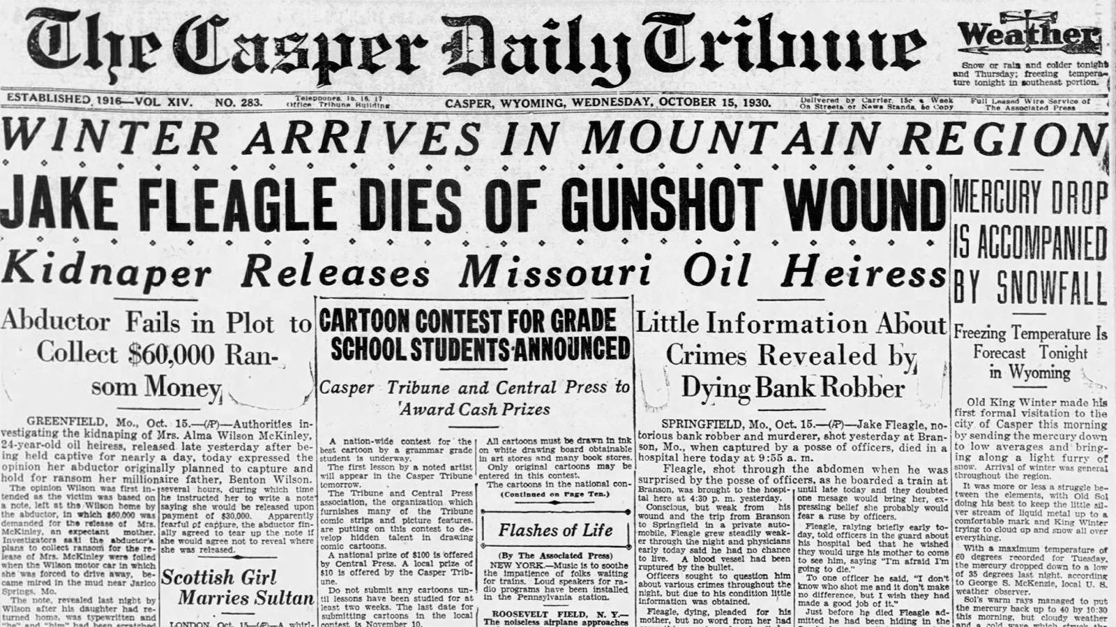 Headlines in Casper newspapers in the early 1930s were filled with reports about bank robberies.