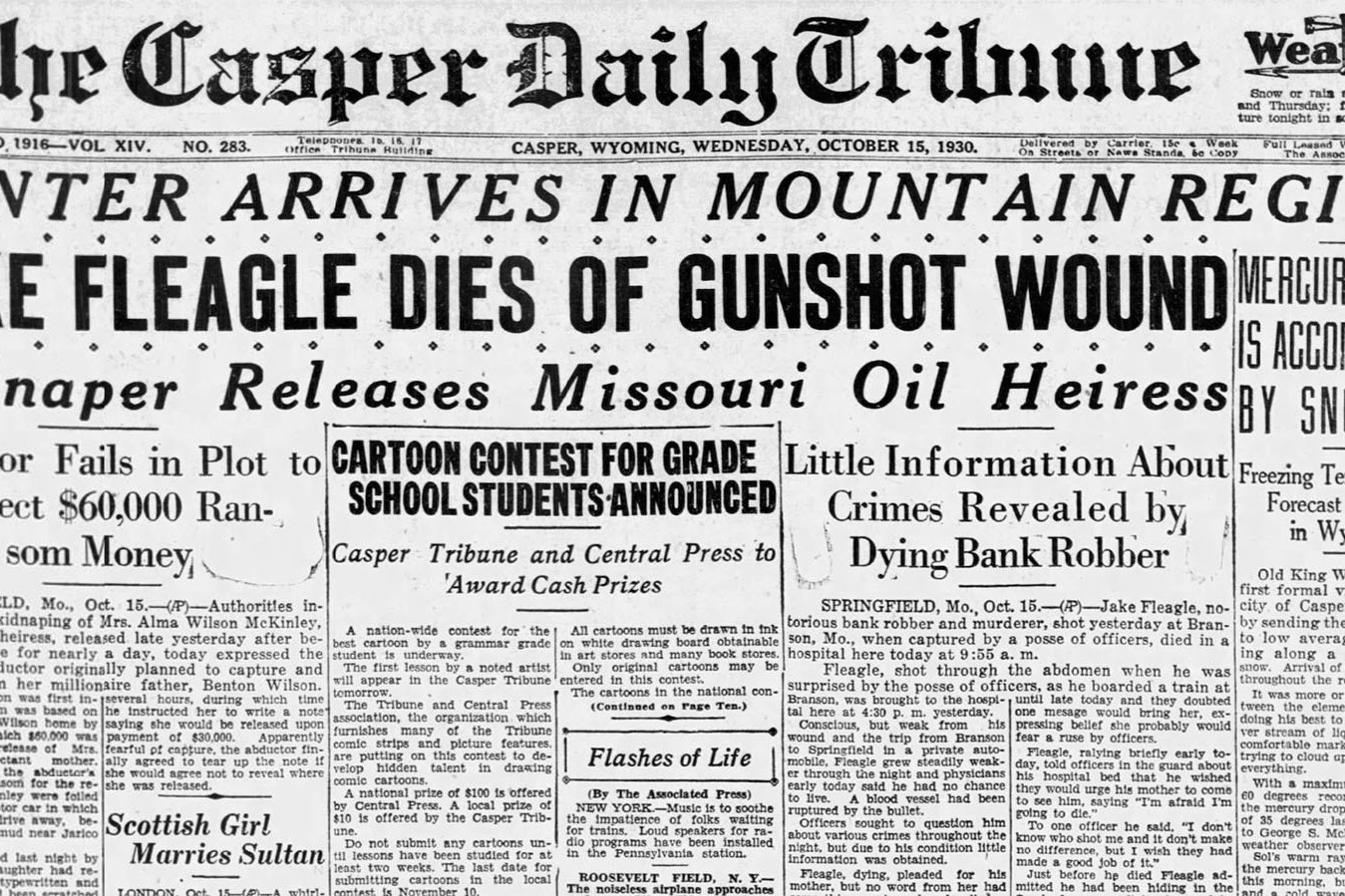 Headlines in Casper newspapers in the early 1930s were filled with reports about bank robberies.