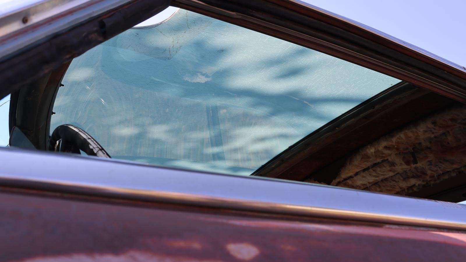 The glass roof on the 1954 Ford Skyliner. Steven Murphy has found a rare replacement for it.