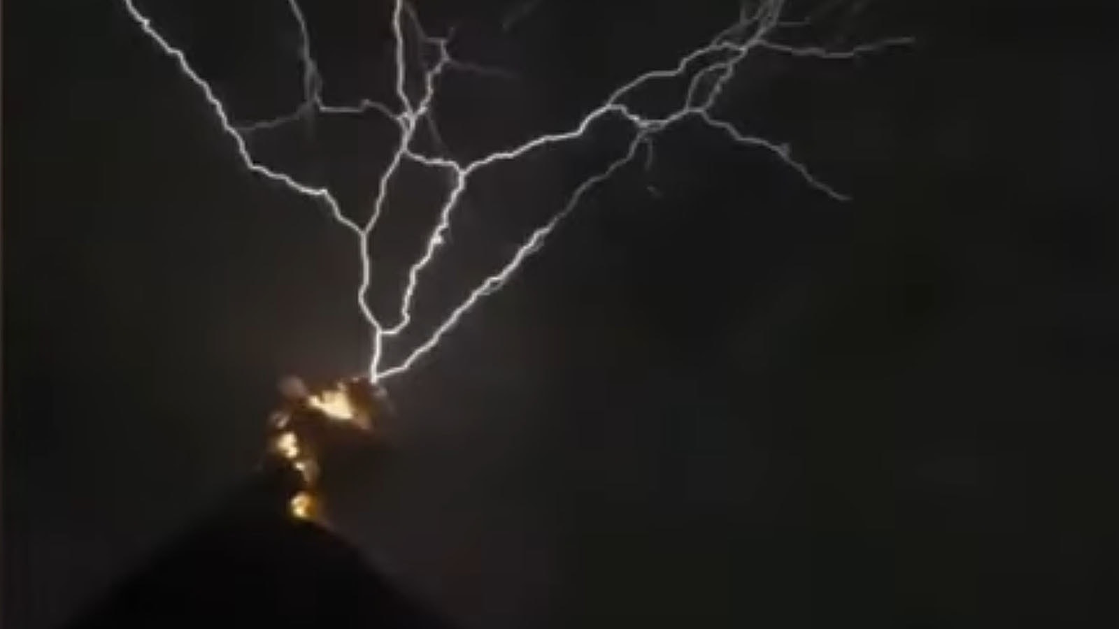 Images from a viral video showing lightning striking an erupting volcano in Guatemala.