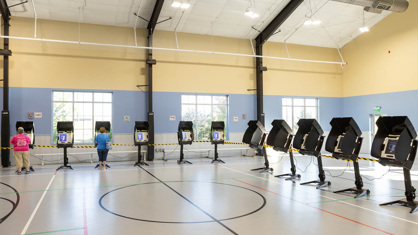 As the polls opened at 7 a.m. Tueday, Aug. 20, 2024, at David R. Romero Park in Cheyenne.