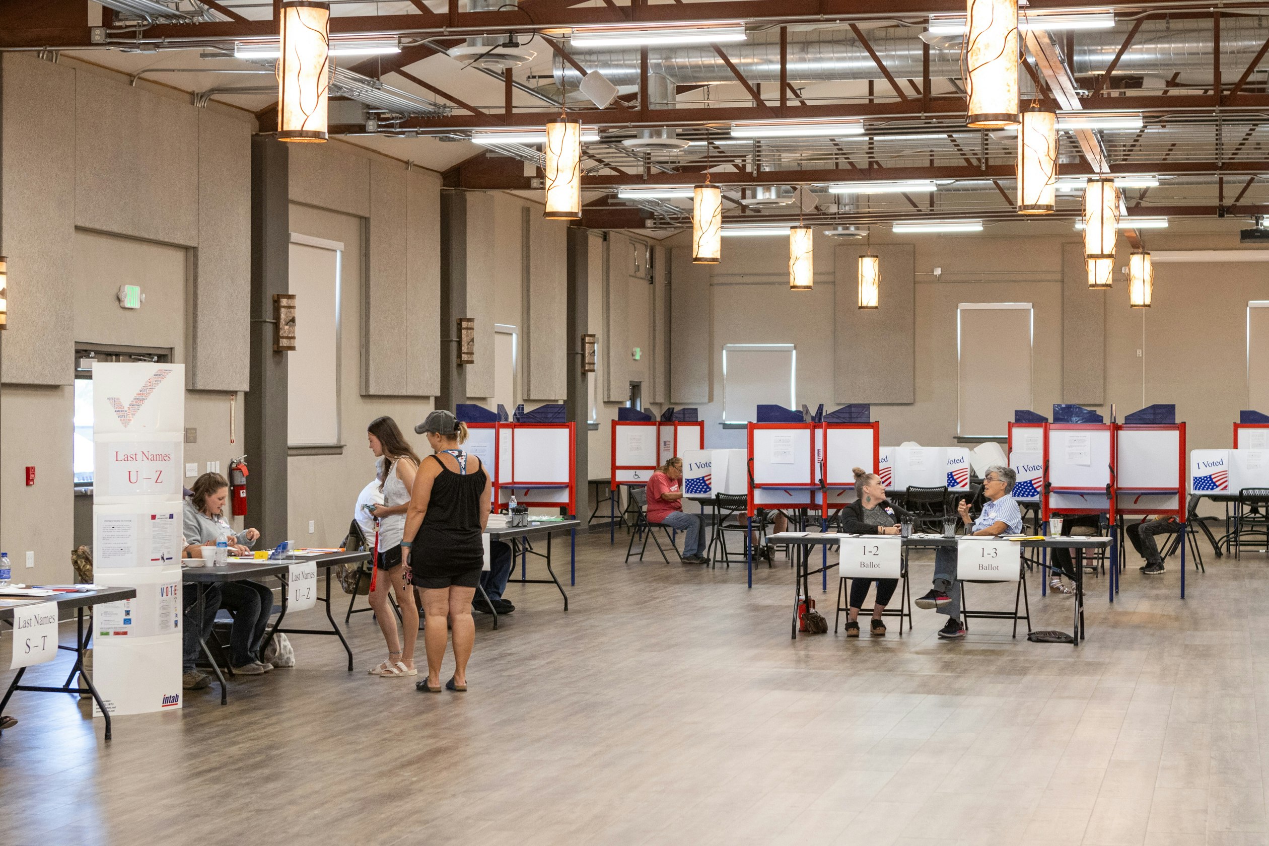 There's a lot of room for people to vote at the Agriplex 4-H Building in Wheatland.