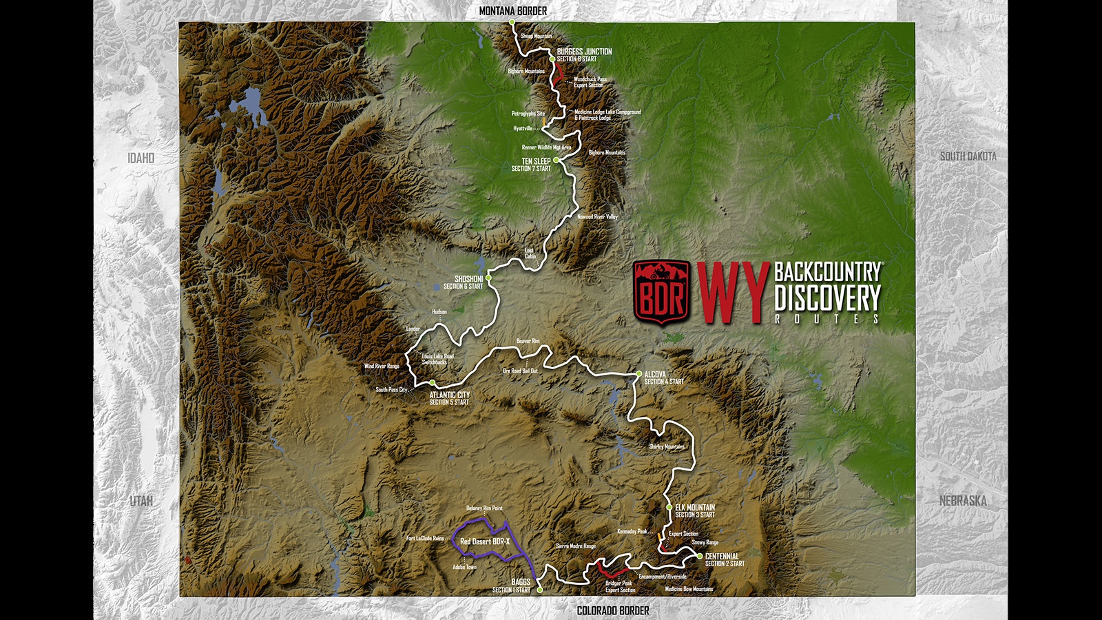 The Wyoming Backcountry Discovery Route is a motorcycle trail crossing the state from north to south. The route was designated in 2022.