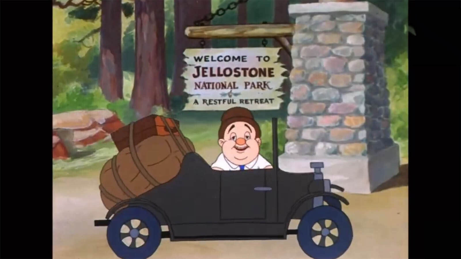 Elmer Fudd arrives in "Jellostone National Park" for a camping trip in the 1941 classic cartoon "Wabbit Twouble."