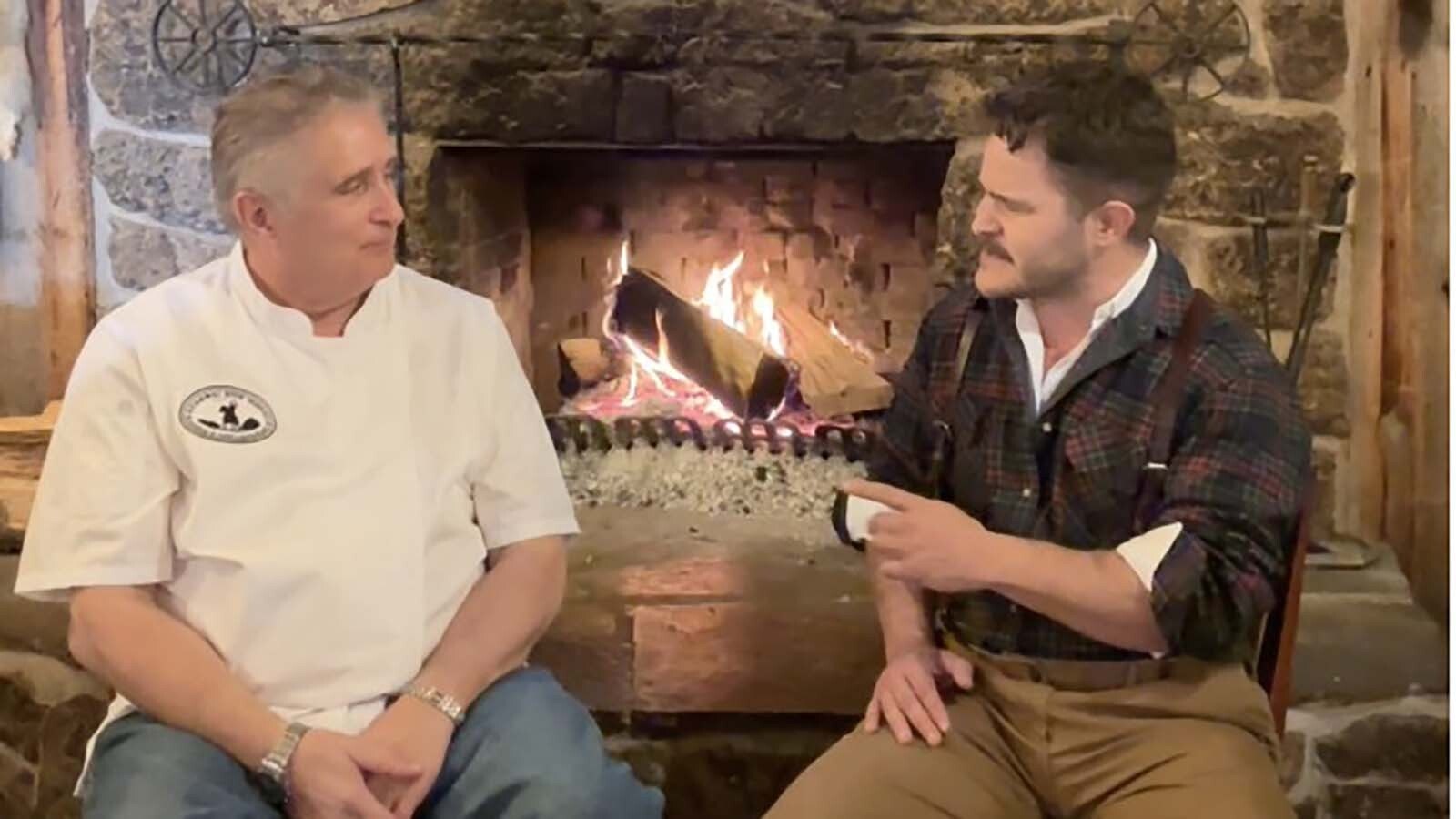 Vincent Fiore, left, chats with Wagon Box owner Paul McNiel.