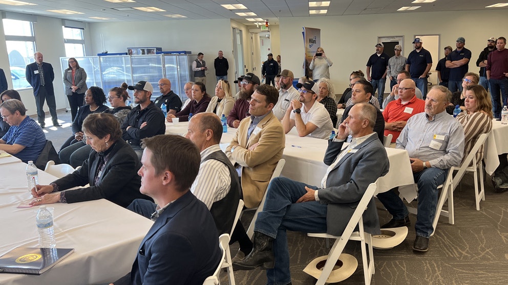 A large crowd was on hand in September 2022 when Williams Cos. Inc. announced a $300 million natural gas hub for Wamsutter, Wyoming.