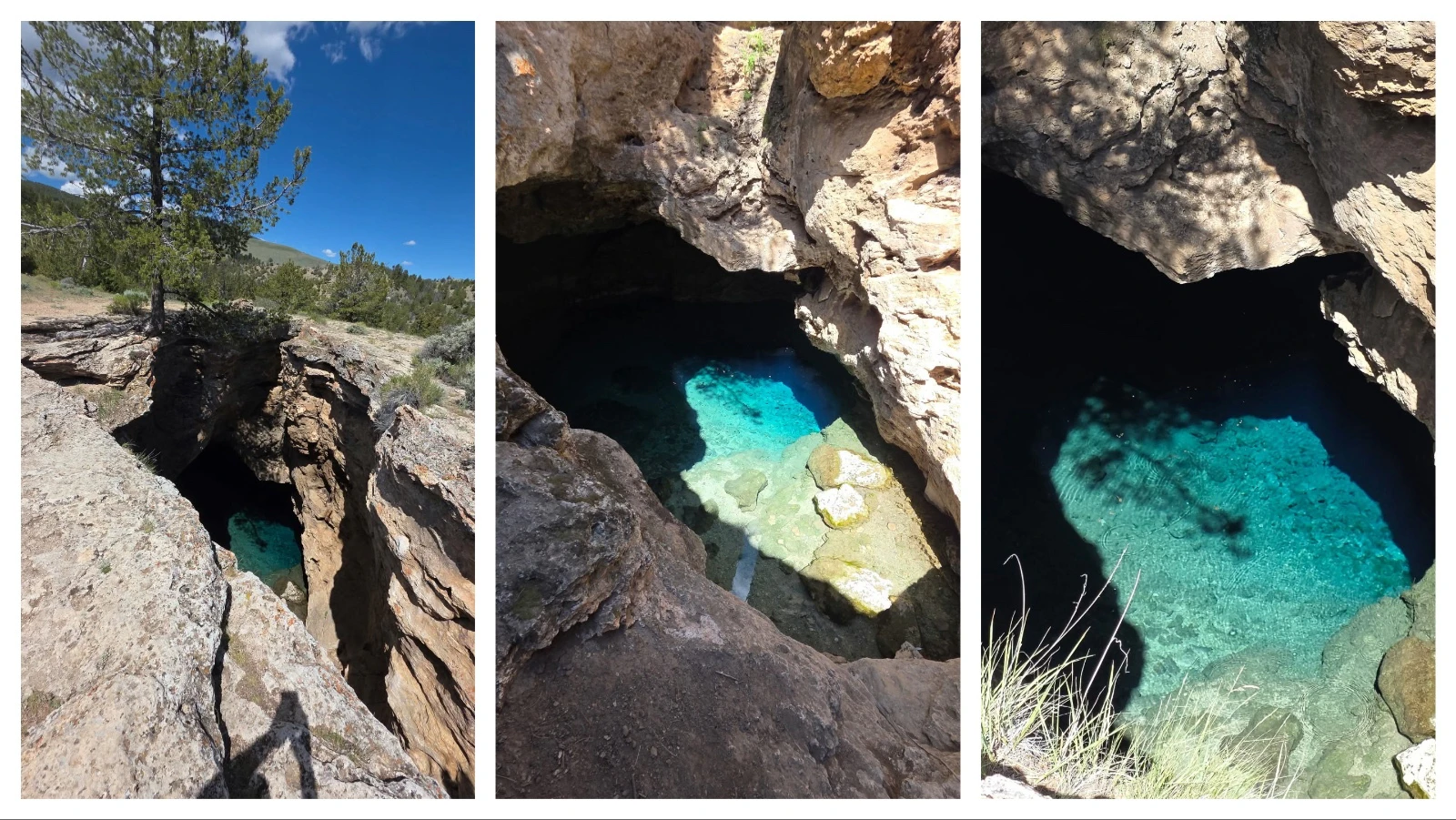 Warm Spring Geyser is a pool of brilliantly blue thermal water hidden in a cavern near Dubois, described by a frequent visitor as "like something you find down in the Caribbean.” The trick is getting there and whether to risk descending into it.