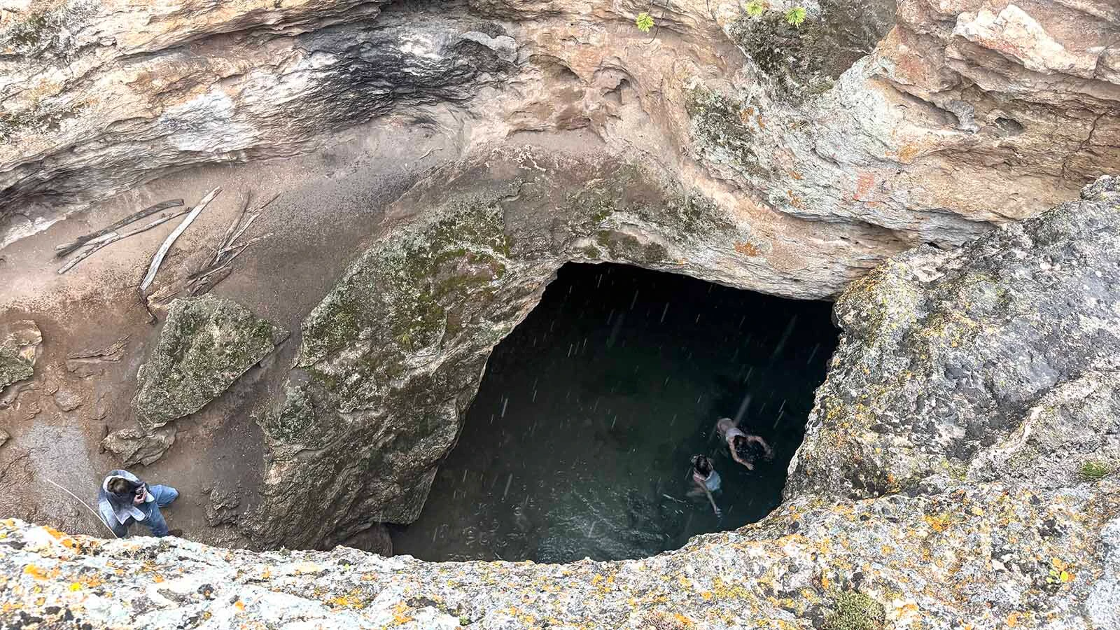 Warm Spring Geyser is a pool of brilliantly blue thermal water hidden in a cavern near Dubois, described by a frequent visitor as "like something you find down in the Caribbean.” The trick is getting there and whether to risk descending into it.