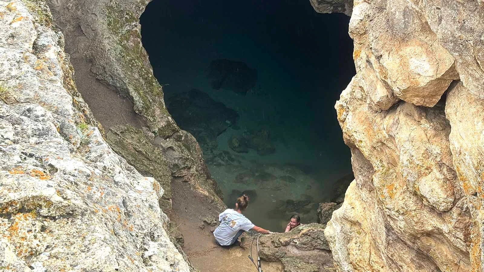 Warm Spring Geyser is a pool of brilliantly blue thermal water hidden in a cavern near Dubois, described by a frequent visitor as "like something you find down in the Caribbean.” The trick is getting there and whether to risk descending into it.
