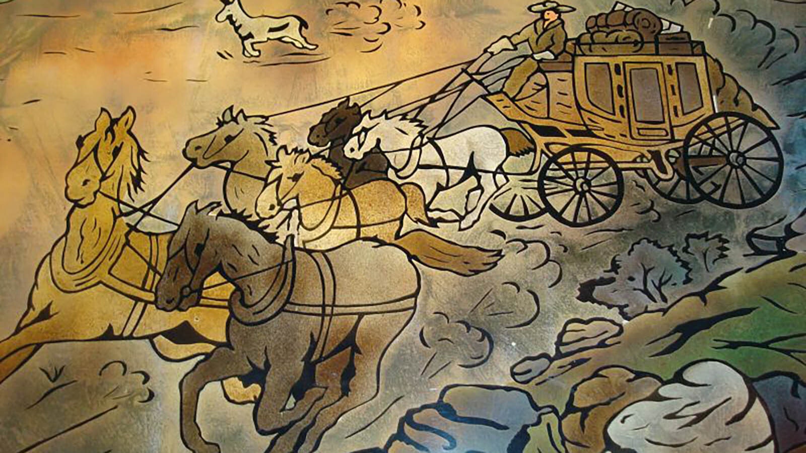 Warren “Bud” Wittstruck was an artist who specialized in creating designs for headstones and monuments. He designed this scene for the Governor’s Mansion and his son later had it transferred to plexiglass.