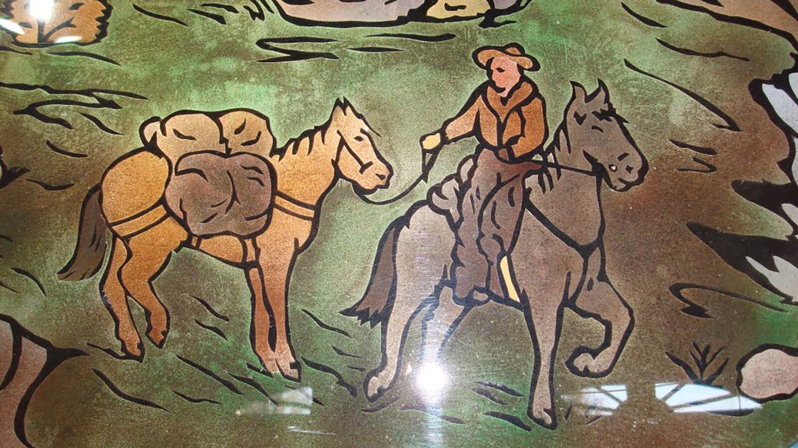 Warren “Bud” Wittstruck was an artist who specialized in creating designs for headstones and monuments. He designed this scene for the Governor’s Mansion and his son later had it transferred to plexiglass.