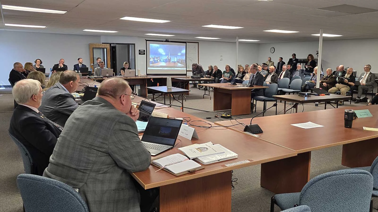 The Select Water Committee listens intently Thursday, May 7, 2026, as a representative of Microsoft talks about their Cheyenne data centers and how much water they use.