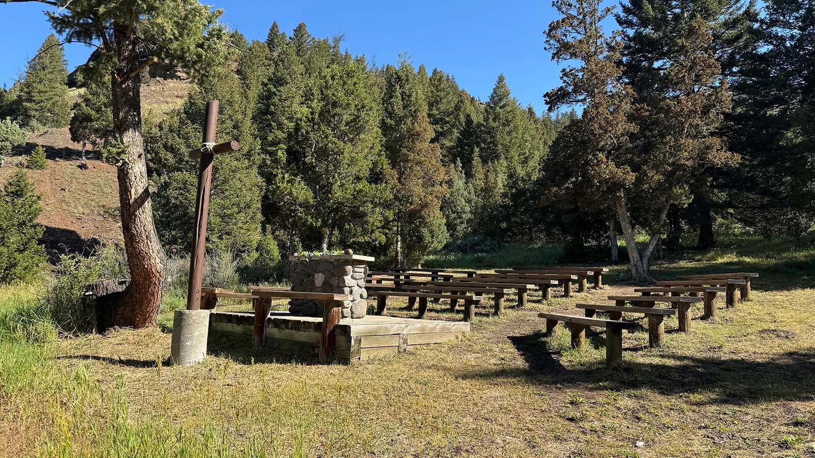 The Wayfarer’s Chapel is a sacred spot to worship on the Shoshone National Forest between Cody and Yellowstone. It’s also one of the only chapels where your Sunday Best should be supplemented with a bear-spray holster.