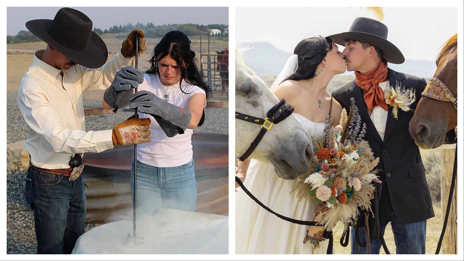 When Spencer Long and Morgan Kulik wed recently at the Diamond View Ranch near Powell, they saw a perfect opportunity to do their first brand. Eventually, the couple wants to start their own ranch where horses and cattle will bear their family’s brand.