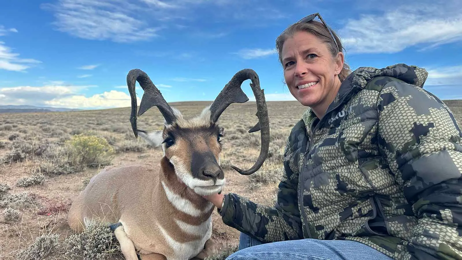 Deb Tonsager-Burke shot this bizarre-looking pronghorn buck on Tuesday in southeast Wyoming.