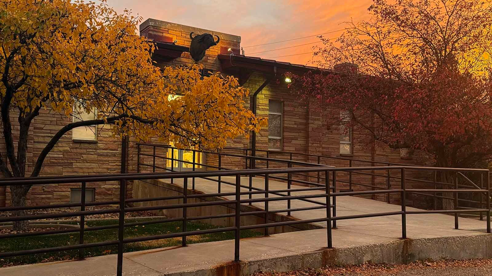 Autumn colors surround the Werner Wildlife Museum on the Casper College campus as nightfall settles over Casper. 