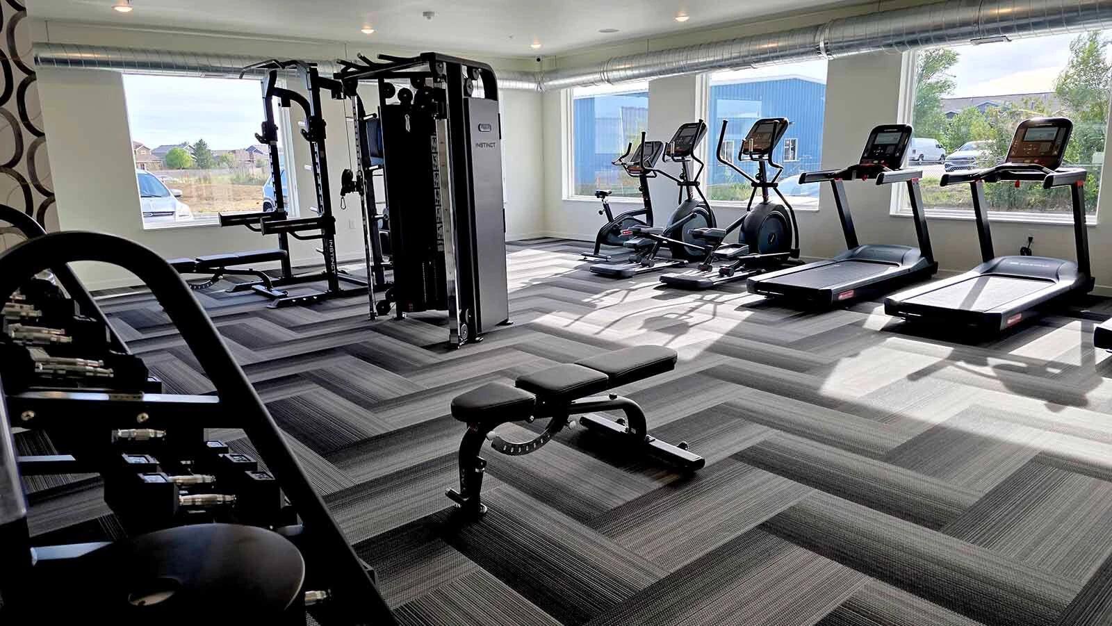 The fitness center inside The Aire.