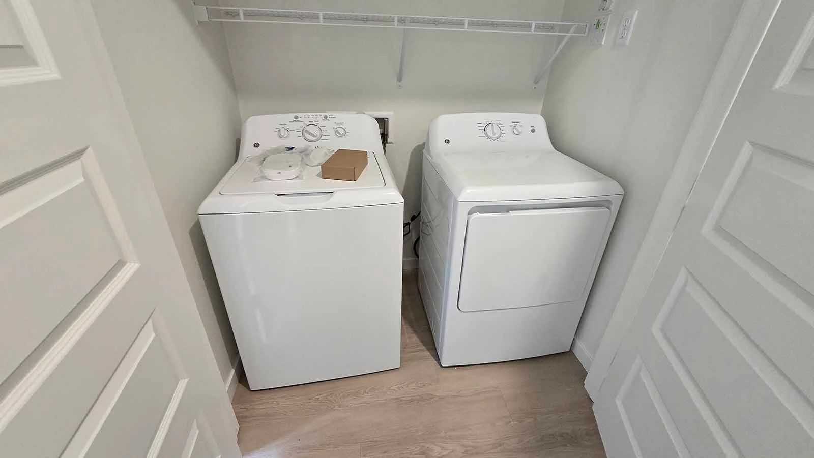 A washer and dryer are included in the apartments at The Aire.