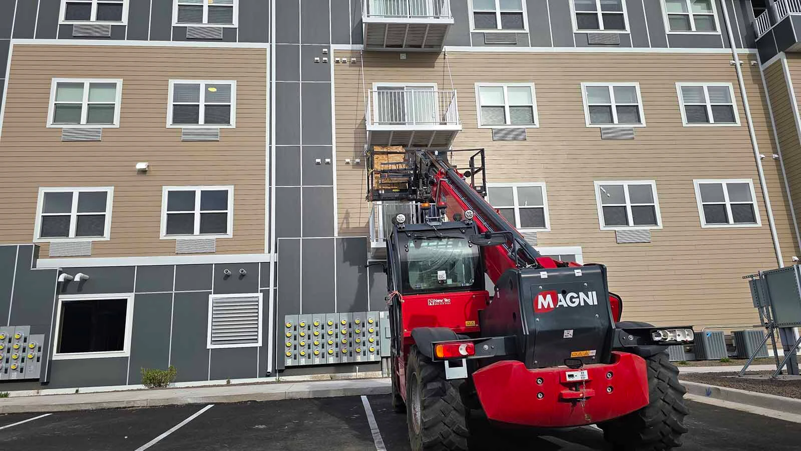 A crane was being used to lift sutff up to the third floor as The Aire prepares for opening mid-September.