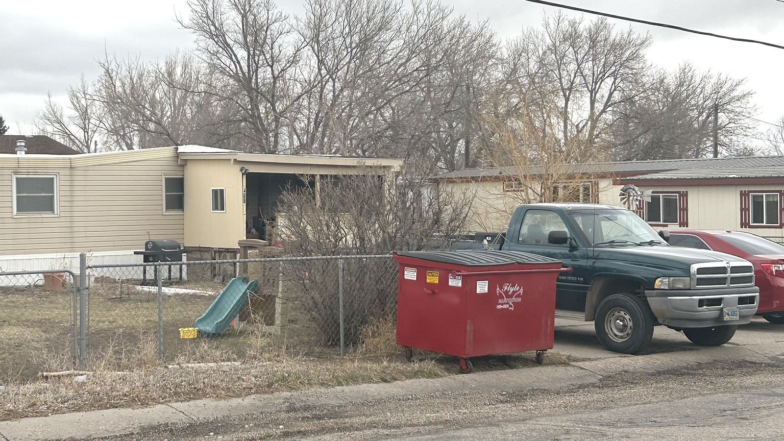 Three people accused of stealing solar panel hardware told police they found the items in a dumpster. One of the dumpsters they claimed was at the West Winds Mobile Home Park in Cheyenne.