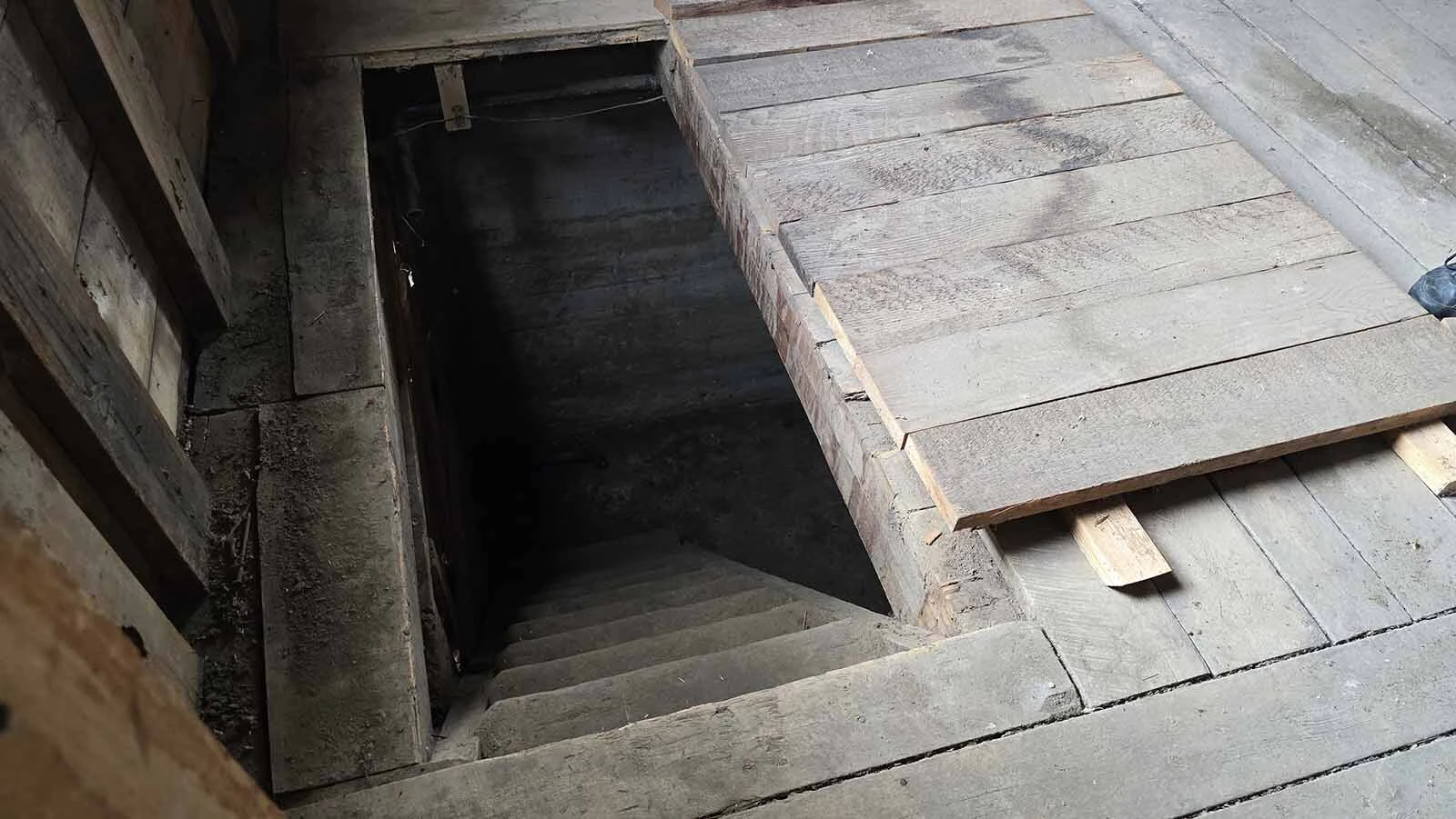These stairs lead underneath the grain elevator, to the place where grain used to be stored.