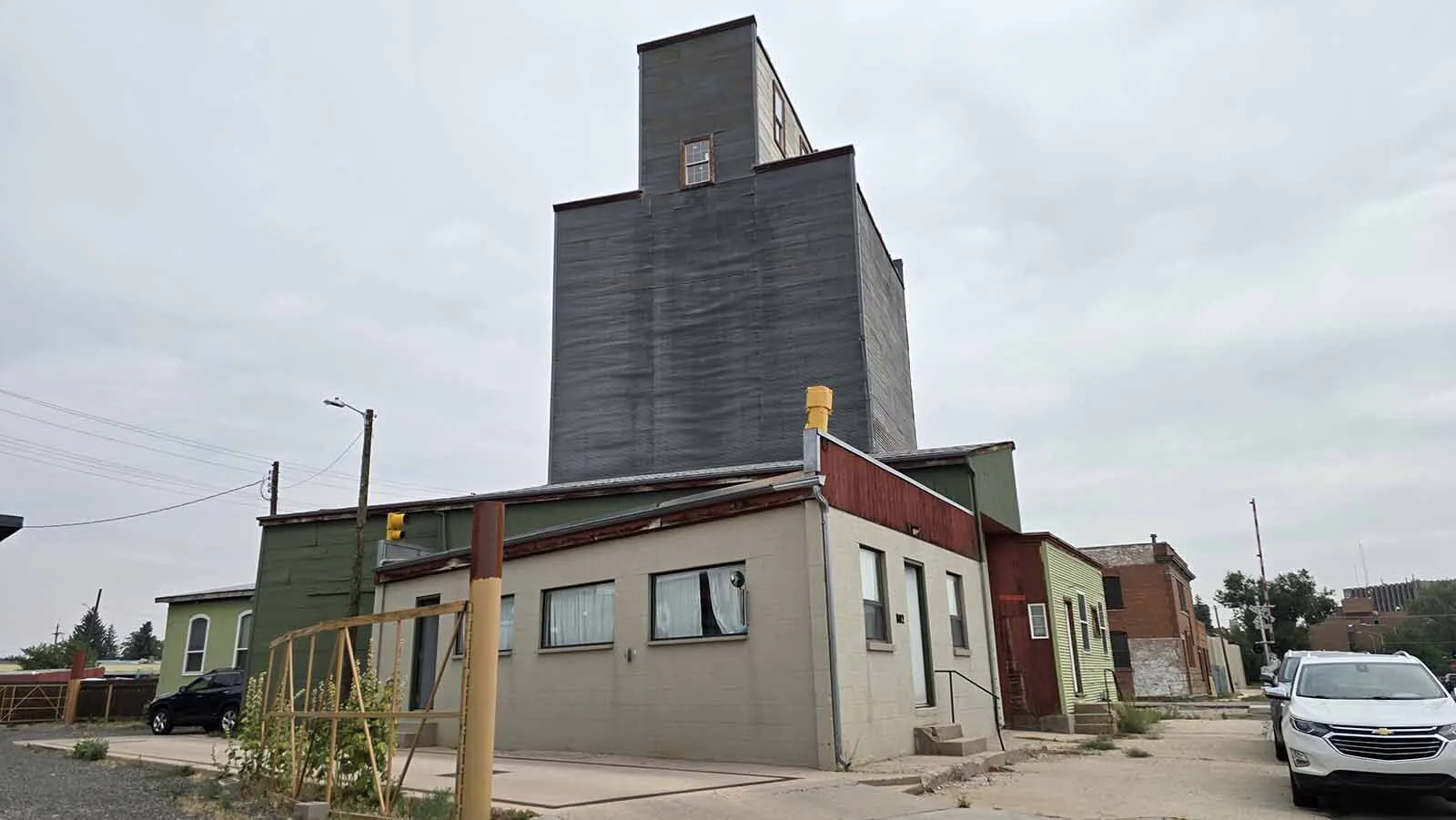 The grain elevator has an enormous footprint.