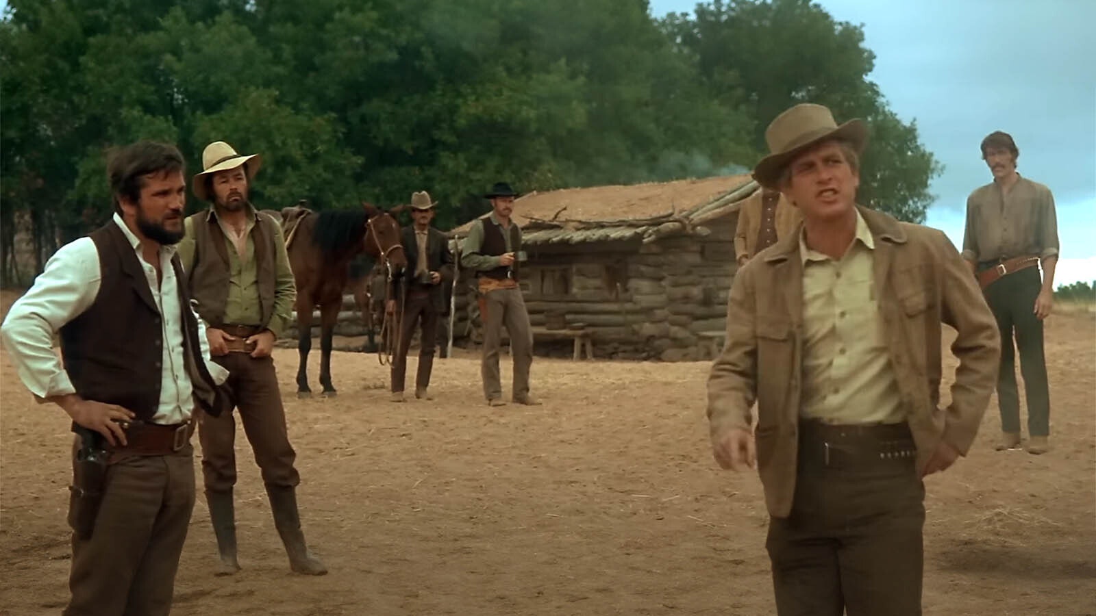 Paul Newman as Butch Cassidy with the Hole in the Wall Gang in a scene from "Butch Cassidy and the Sundance Kid."