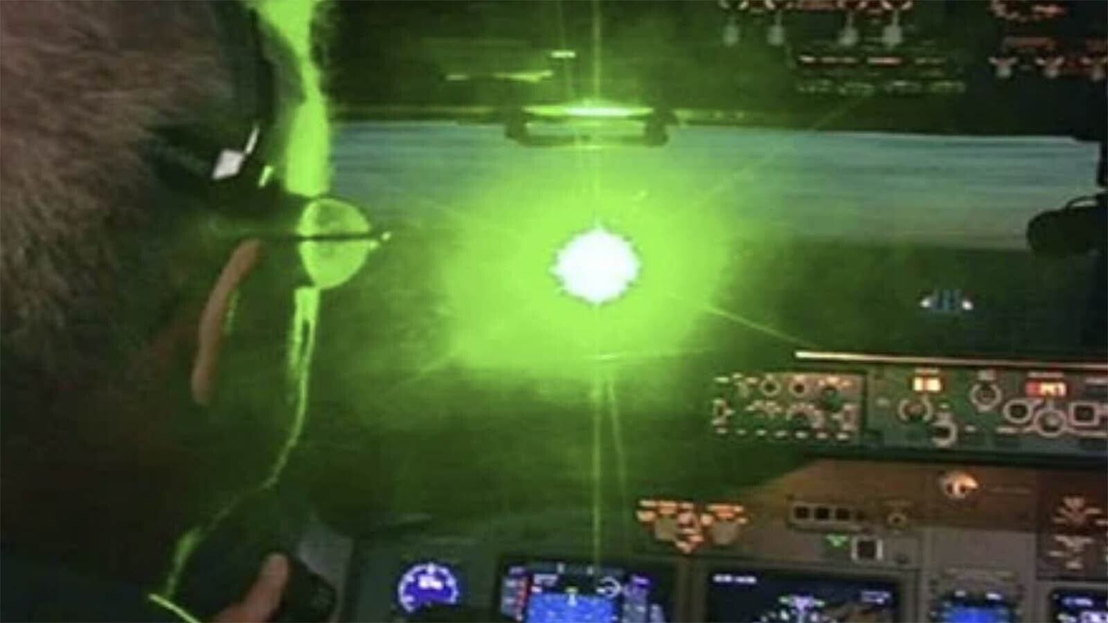 What a pilot sees during a laser strike.