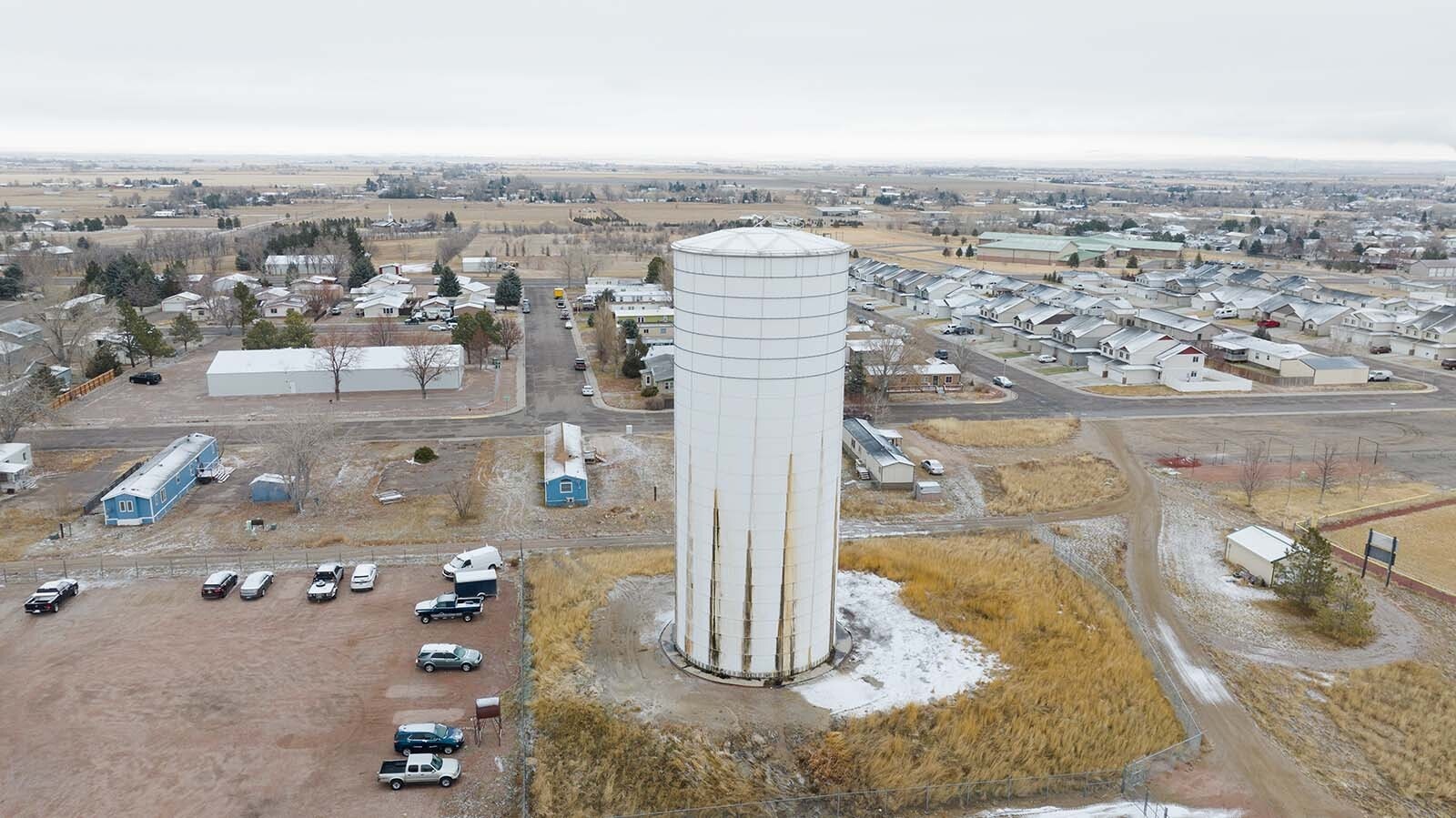Town of Wheatland officials say they're worried about the destruction that could happen to nearby property if this badly leading 1 million-gallon water tower fully fails.