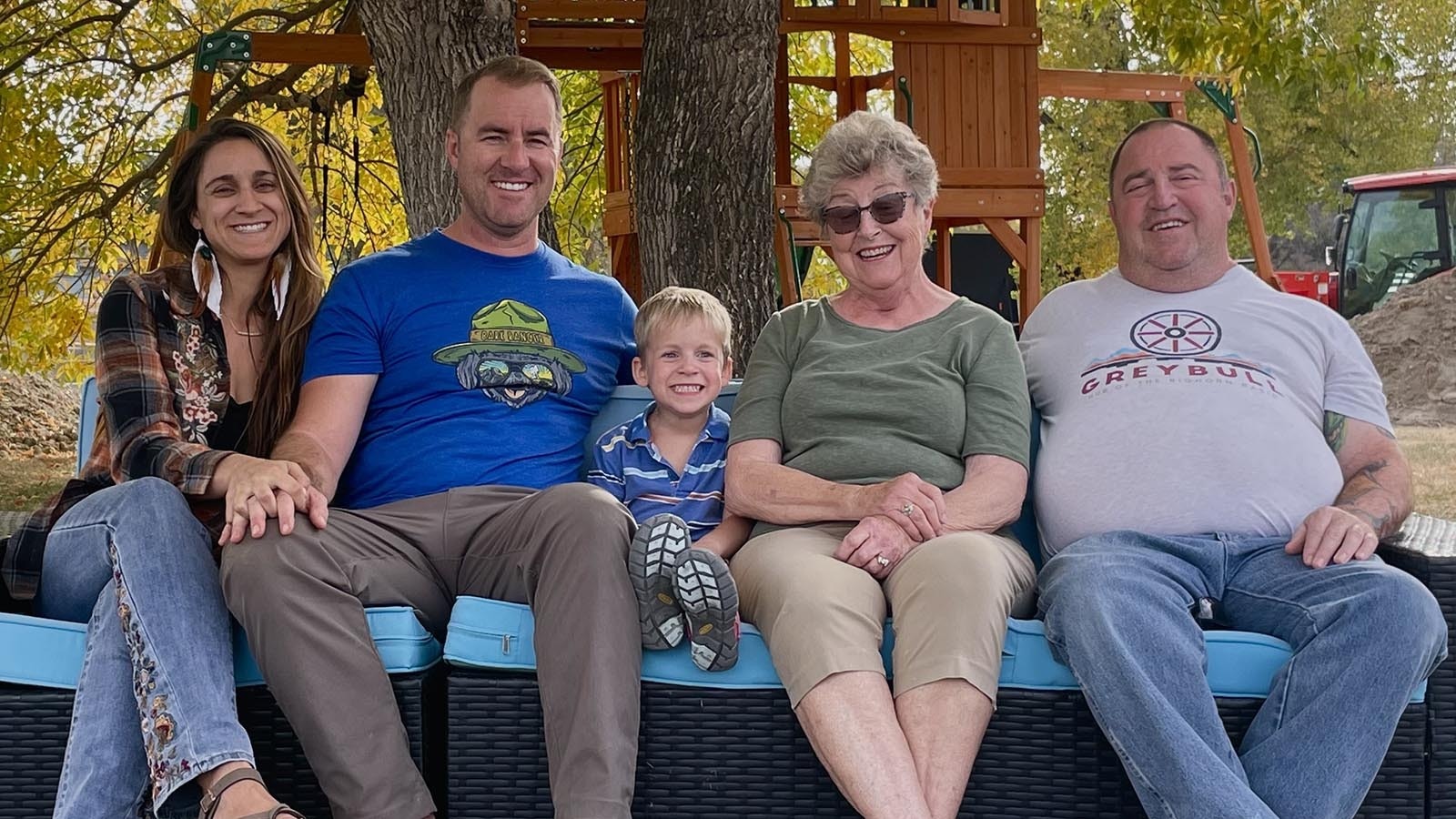 Roxanna and Chris Harwood, and their young son Ronan, with Chris' parents, who ran the Wheels Motel in Greybull, Wyoming, before Chris and his family took over.