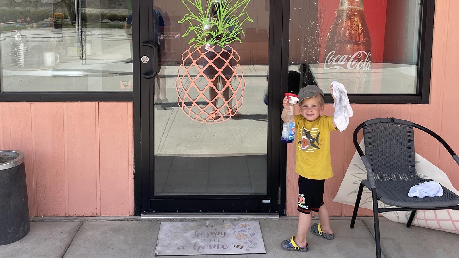 Running the Wheels Motel in Greybull, Wyoming, takes the whole family. Even little Ronan chips in keeping the windows clean.