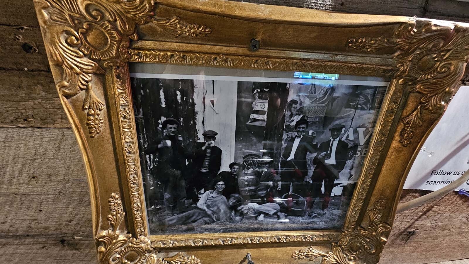 One of the old photos on the wall  at the White Wolf Saloon in Douglas.