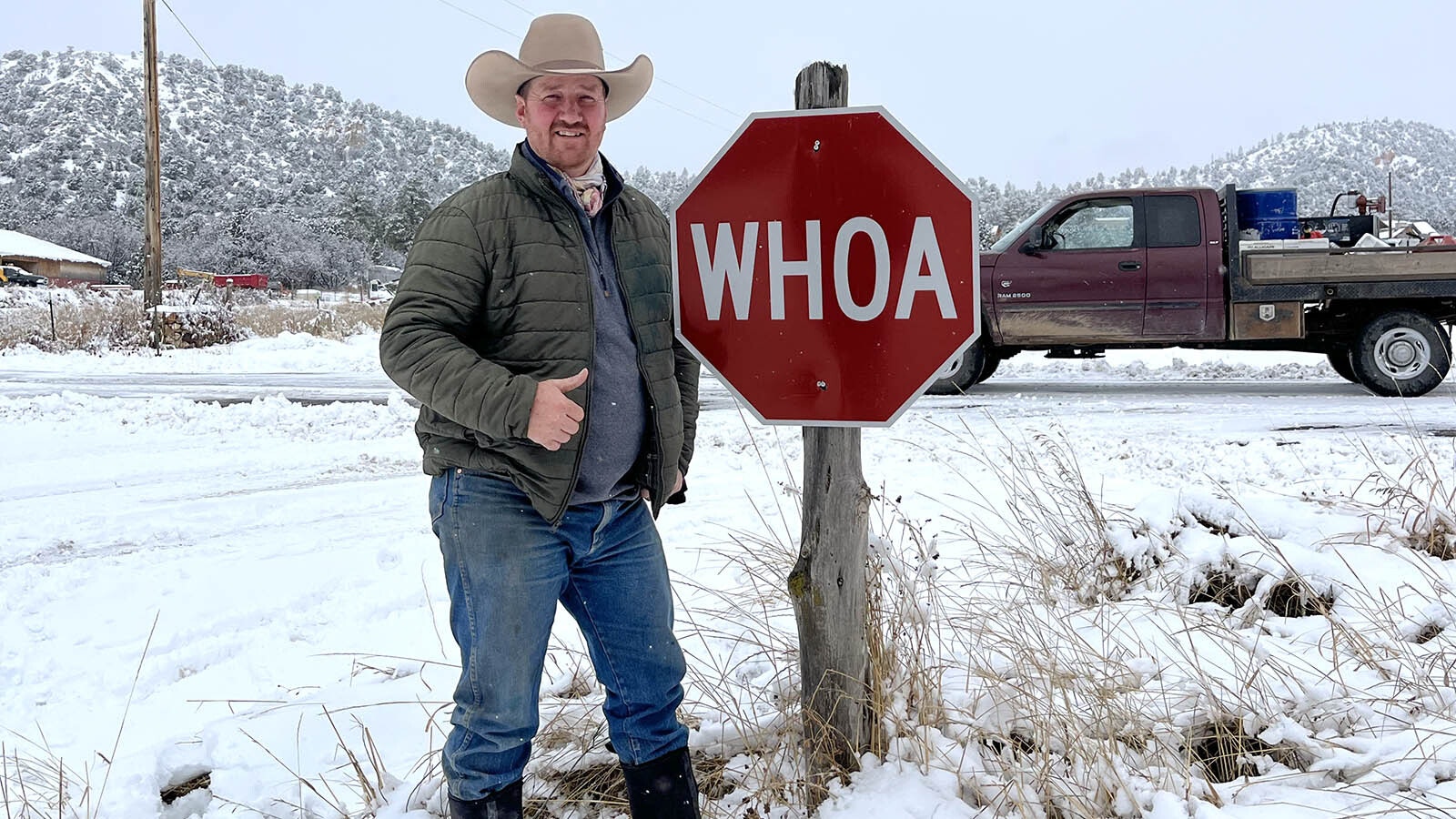 Dustin Cox is the mayor of tiny Alton Utah, which – true to its ranching roots – has “Whoa” signs instead of stop signs.