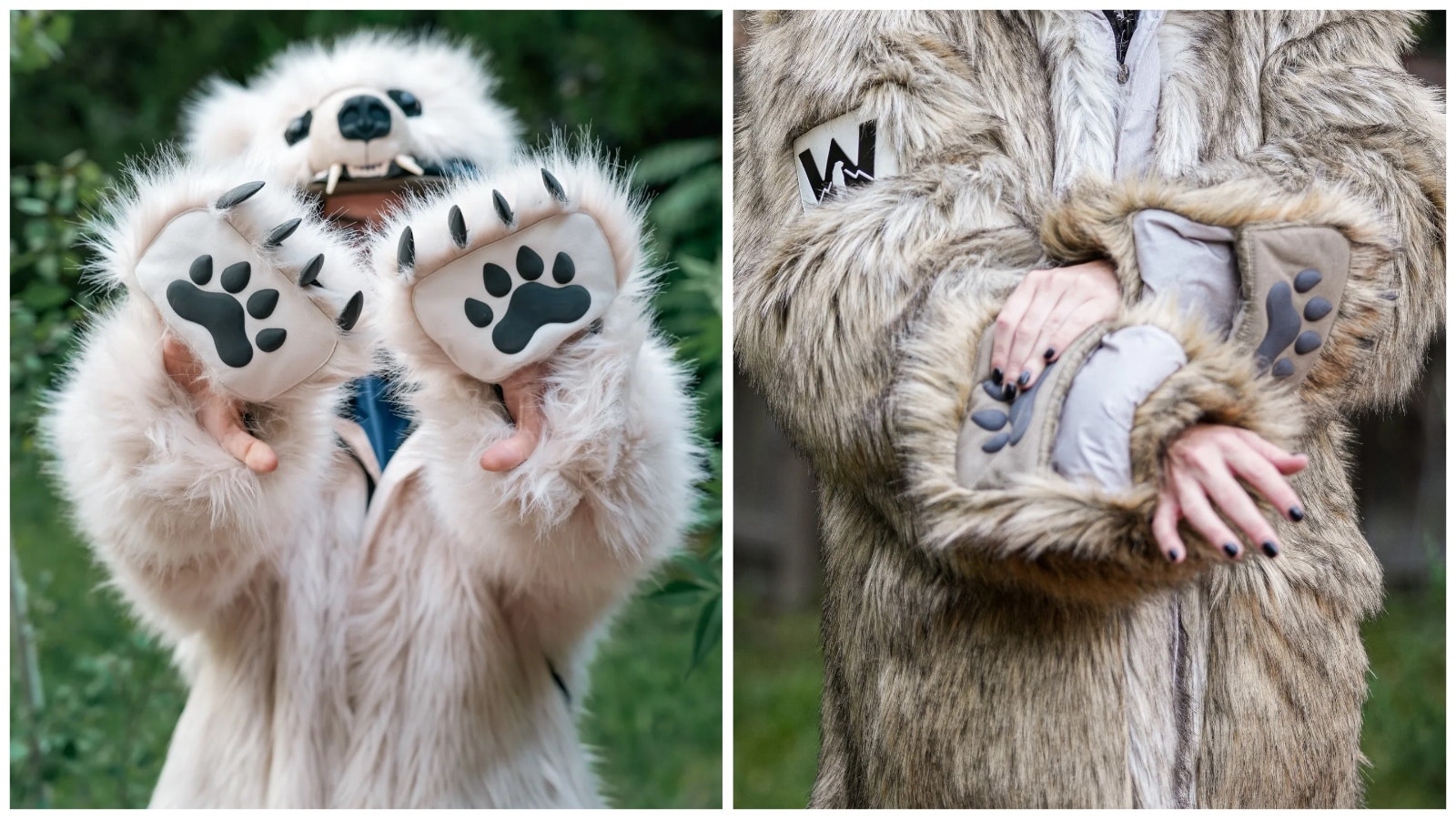 The "paws" of the wildcats are detachable mittens that have pads and claws.