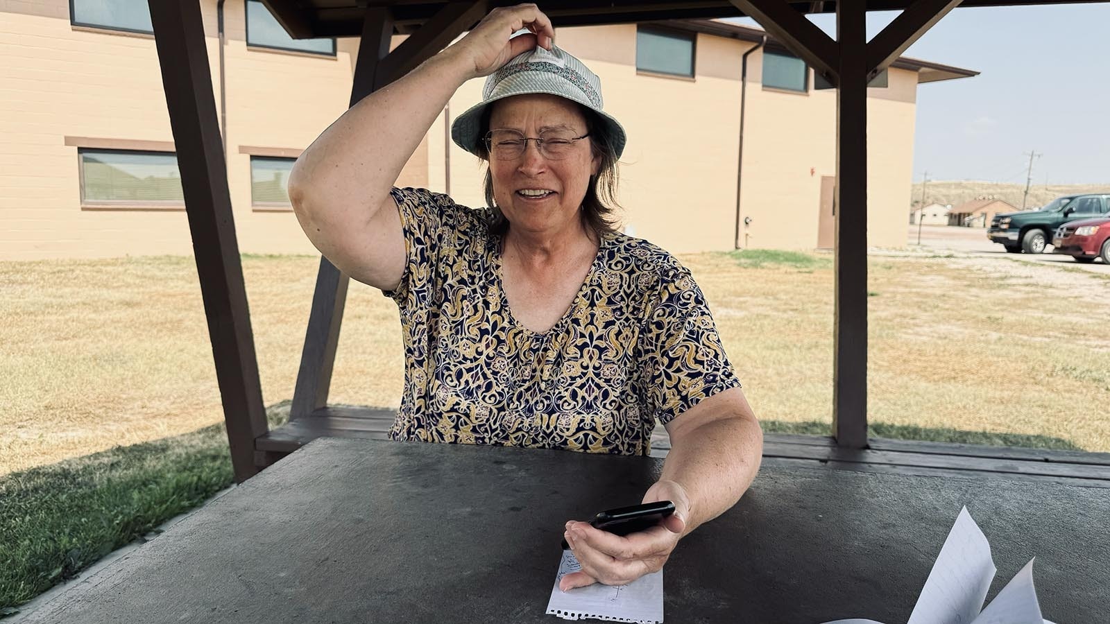 Miriam Dapra, a resident who lives along Waylon Canyon Road, was evacuated to Camp Guernsey late Tuesday afternoon when a friend alerted her of the fire.