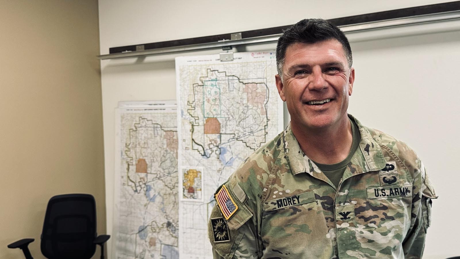 Col. Scott Morey, commander of Camp Guernsey, a garrison training center for the Wyoming National Guard, has sent some Army enlistees to help fight the fire.