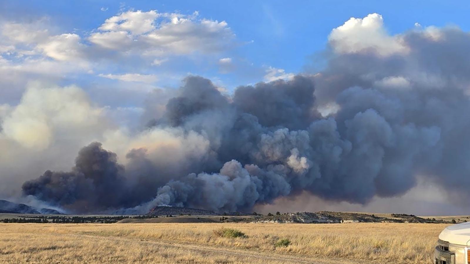 Huge plumes of smoke can be seen for miles.