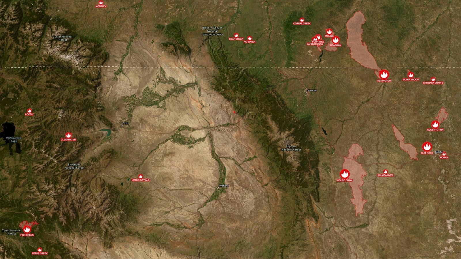 Wyoming wildfires as of Sept. 5, 2024.