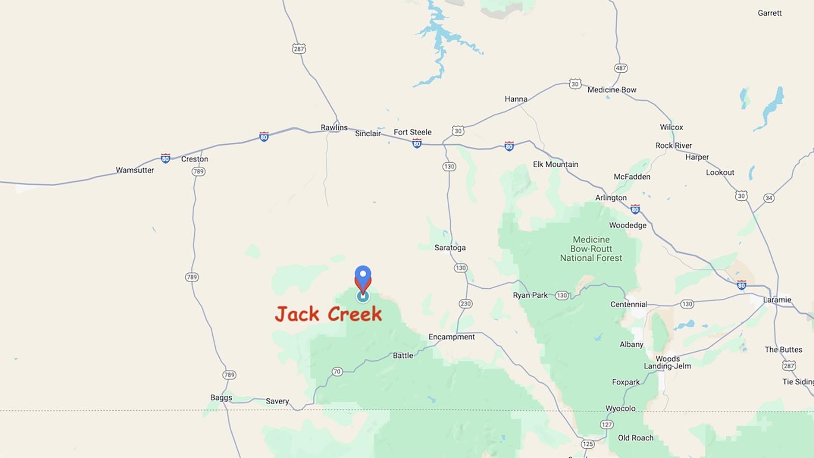 The Jack Creek Fire is located on this map.