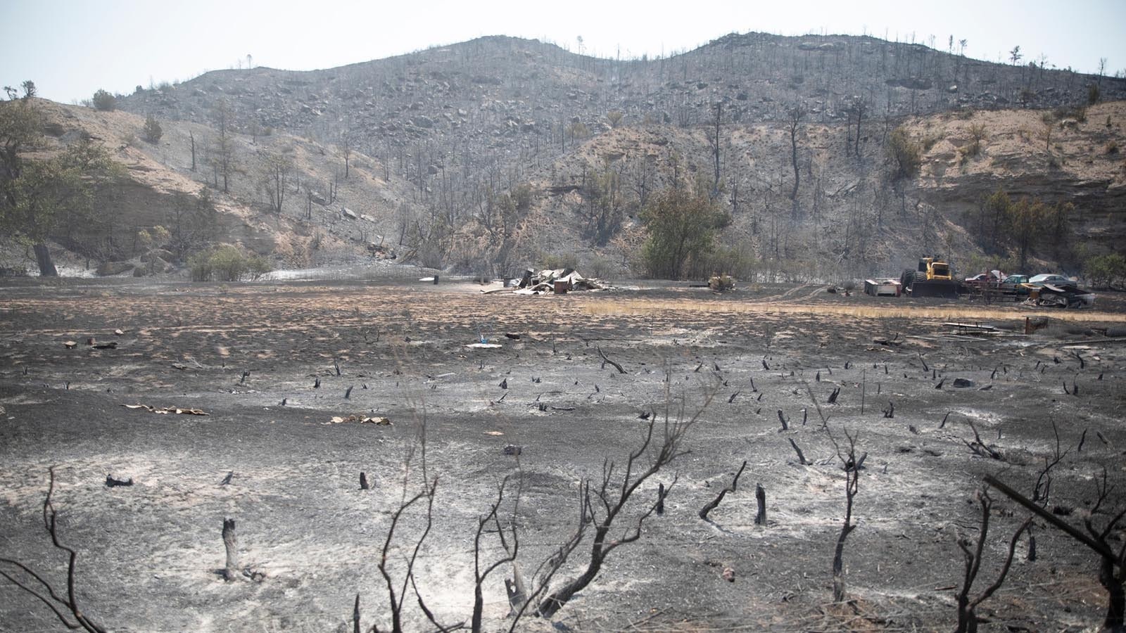 About 28,000 acres have burned around the Hartville and Guernsey areas in easter Wyoming, leaving a lot of scorched earth behind.