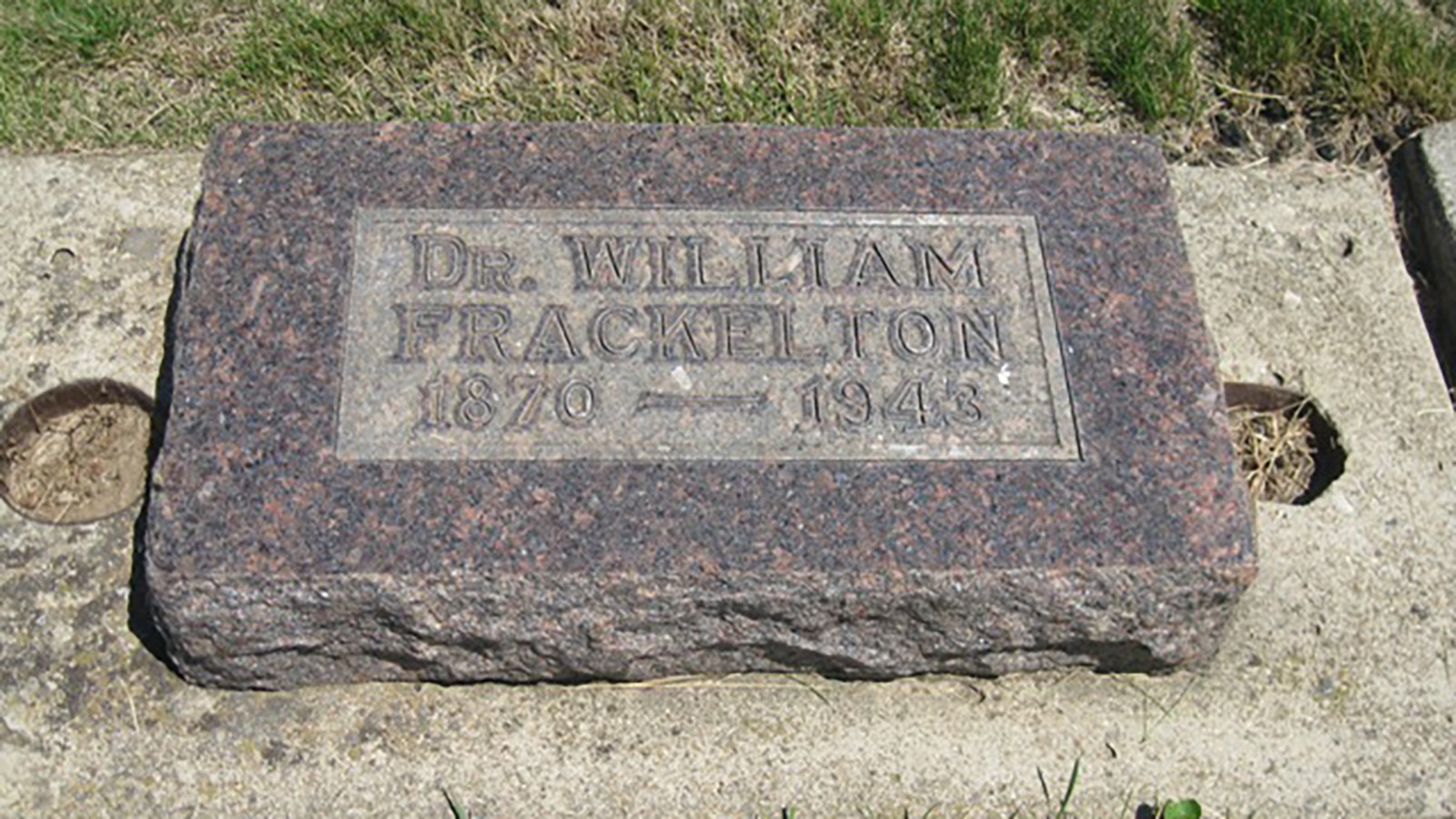 Dr. William Frackelton is buried in Sheridan Municipal Cemetery.