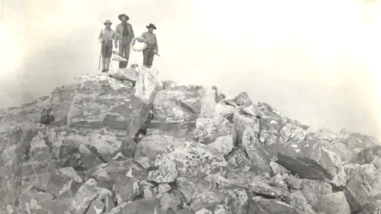 William Owen, John Shive and Frank Petersen at the summit of Grand Teton.