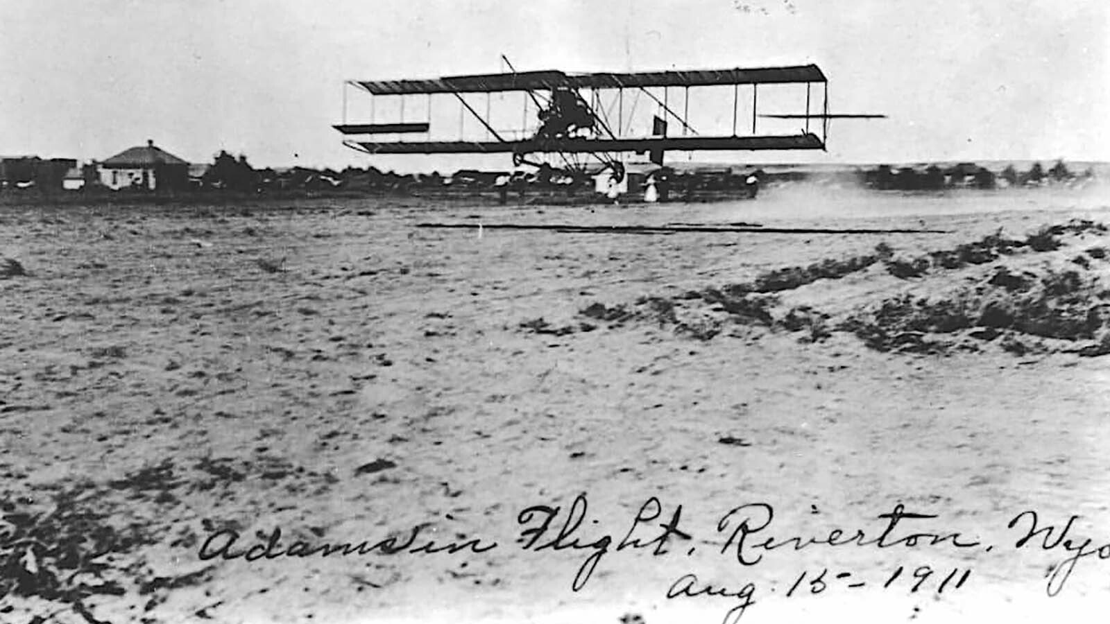 The historical flight of William S. Adams in Riverton, Wyoming, in 1911.