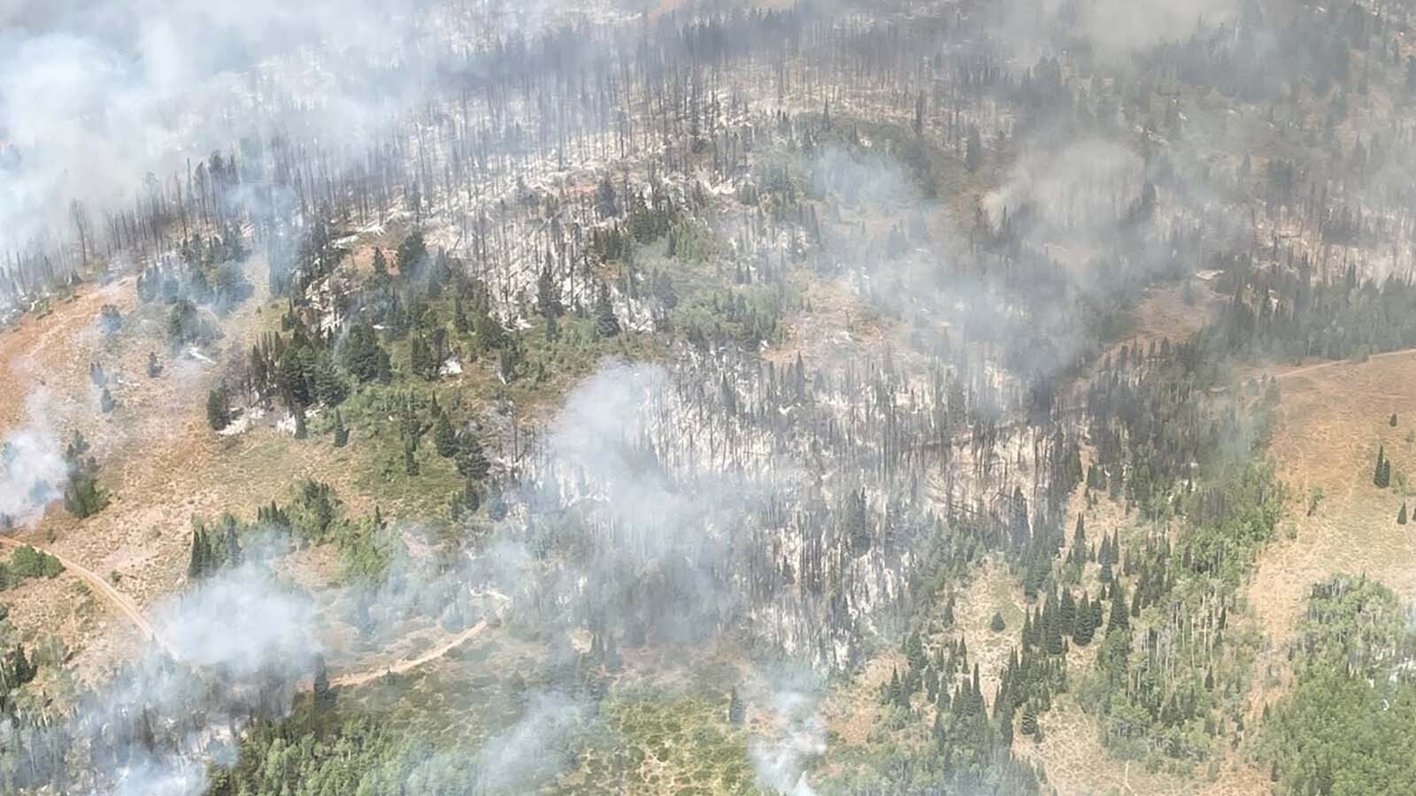 The Willow Creek Fire as it burns just south of Smoot in western Wyoming.