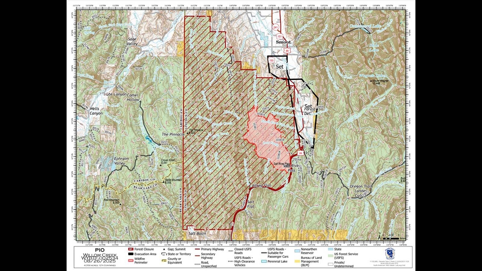 Willow Creek Fire map 8 26 25