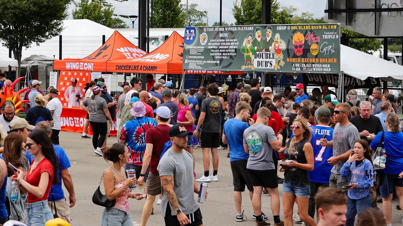 The Weitzels Wings — aka Double Dub's — booth at the 2024 National Buffalo Wing Festival in Buffalo, New York.