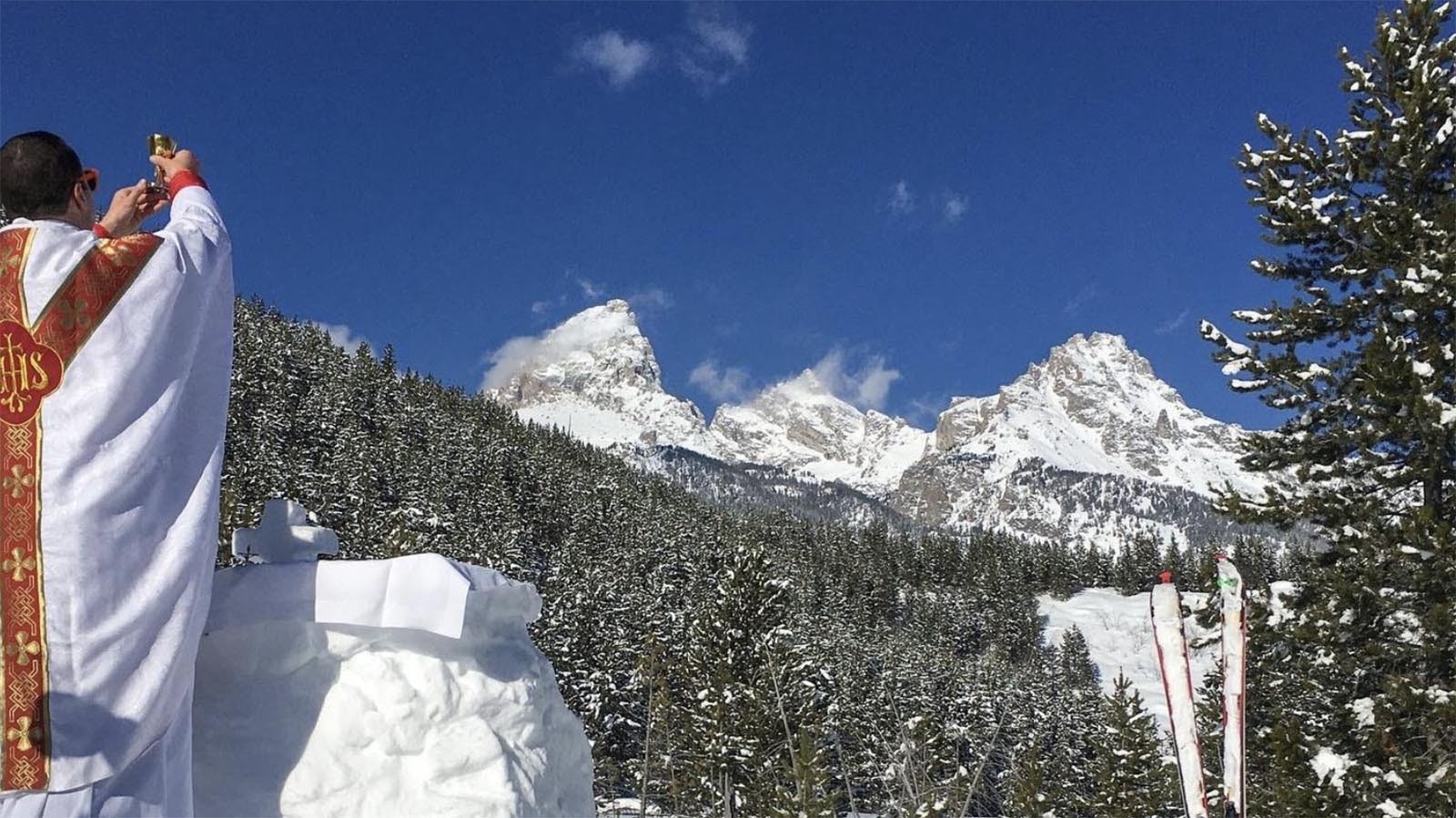 Mass at a snow altar.